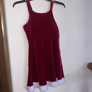 Festive‎ Red Velvet with White Border Kids Dress
